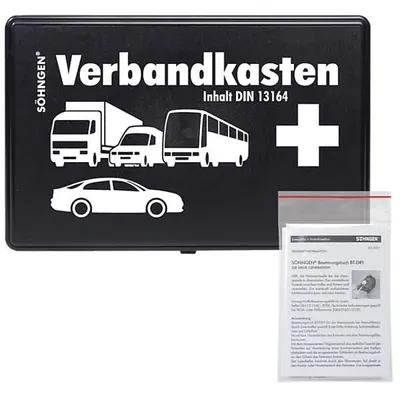 Produktbild von KFZ-Verbandkasten DIN 13164 plus Beatmungstuch schwarz