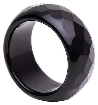 Produktbild von Breiter Ring aus echtem Onyx schwarz facettiert edel Fingerring Onyxring, Ringgröße:Innenumfang 56mm  Ø17.8mm