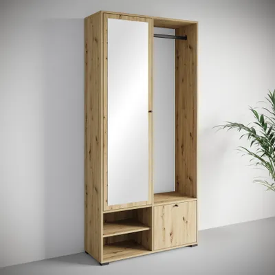 Produktbild von MINIO go for it, Garderobenset "DAFNI", Garderobe, 90 cm, mit Spiegel, Artisan Eiche Farbe
