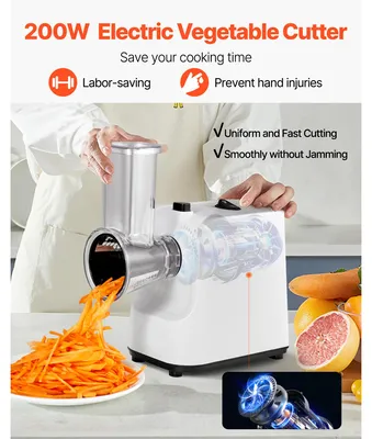 Image de Râpe à légumes électrique, 5 lames, moteur puissant, blanc