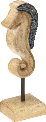 Produktbild von Seepferdchen Deko Mangoholz maritim 20cm mit Perlen