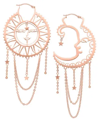Produktbild von Wildcat Ohrringe - Oldschool Sun Moon Hoops - Roségold - Chirurgenstahl 316L - wasserfest, langlebig, hautverträglich, Roségold