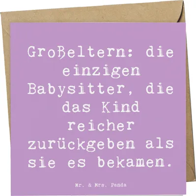 Produktbild von Mr. & Mrs. Panda Grußkarte Spruch Großeltern Babysitter - Lavendeltraum - Geschenk, faltkarte, Freude, Geburtstage, Familie, Enkelkinder, Dankeschön, Generationen