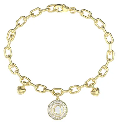 Produktbild von Guess JUBB06197JWYGL Damen Armband Herz Edelstahl Gold weiß 21,5 cm