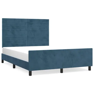 Produktbild von vidaXL Bettgestell ohne Matratze Dunkelblau 140x190 cm Samt