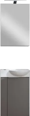 Produktbild von FACKELMANN SBC B.PARIS Gäste WC Waschtisch Set mit Spiegelschrank 45 cm breit, Grau, Türanschlag rechts  Eleganz und Funktionalität für Dein Badezimmer