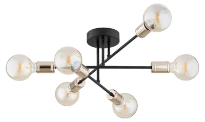 Immagine prodotto di Lampada da soffitto ESTENA nero-oro 6xE27x15W in metallo, dimensioni: 22x48x60 cm, IP20, Alfa