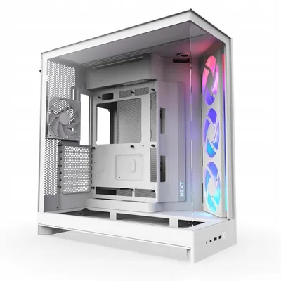 Zdjęcie produktu dla NZXT H9 Flow RGB+, Midi Tower, PC, Biały, ATX, EATX, micro ATX, Mini-ITX, Siatka, SGCC (stal ocynkowana ogniowo), Szkło hartowane, 16,5 cm