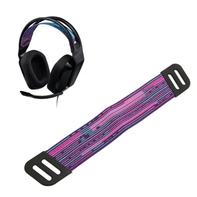 A gaming headset and a separate headband strap are shown against a white background.