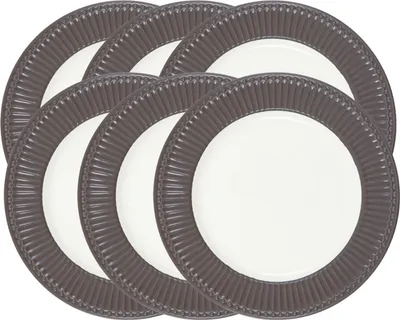 Produktbild von Greengate Alice Speiseteller dark chocolate 26,5 cm Set6