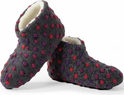 Produktbild von Bettschuhe IamFlauschi Funky Anthrazit Größe 36 / 37 - Kuschelig Warme Hausschuhe aus Schafwolle – Hüttenschuhe für Damen und Herren