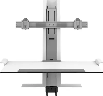 Image de Bureau réglable Humanscale pour deux écrans, blanc, avec support pour écrans