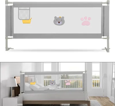 Produktbild von Bettizia Bettgitter 180cm Bettschutzgitter Kinderbettgitter Höhenverstellbar Babybettgitter Rausfallschutz Für Babys Und Kinder Familienbett und Kinderbett