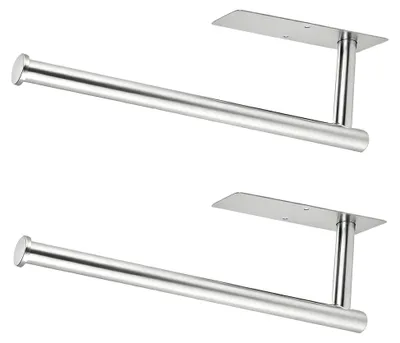 Produktbild von Küchenrollenhalter 2 Stück selbstklebend für Wand- oder Schrankmontage aus Edelstahl (Silber)