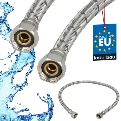 Produktbild von KOTARBAU® Flexschlauch 3/8 Zoll Wasserschlauch 70cm Panzerschlauch 3/8“x3/8“ Anschlussschlauch für Armatur Schlauch Für Wasserhahn Edelstahlummantelt