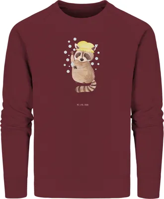 Produktbild von Mr. & Mrs. Panda Baumwoll Sweatshirt Waschbär Größe XXL - Burgundy - Geschenk, Tagträumen, Sweater, Pullover, Lustige Sprüche, Seifenblasen, Pulli, Nachhaltiges, Fröhlich