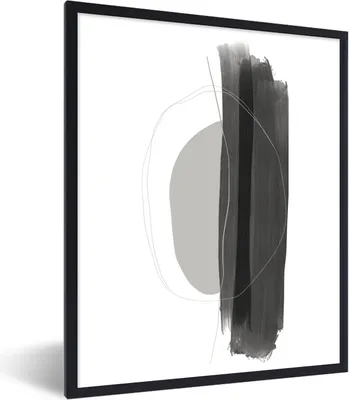 Produktbild von MuchoWow® Gerahmtes Poster Abstrakt - Malerei - Minimalismus 60x80 cm - Poster mit Schwarzem Bilderrahmen Wandposter Rahmen Foto Bilder - Premium - Wanddeko Wohnzimmer