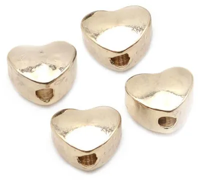 Produktbild von Vintageparts Herzperlen Schiebeperlen 18k Gold 4,7x5,8mm, 4 Stück