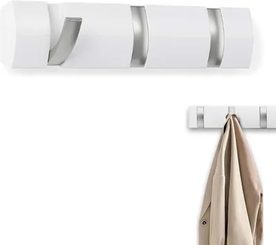 Produktbild von Zusammenklappbare Wandgarderobe mit 3 ausziehbaren Haken, für Küche und Bad