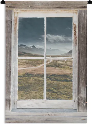 Produktbild von MuchoWow® Wandteppich Wandbehang Aussicht - Berg - Holz 90x135 cm Tapisserie Dekoration Wandtuch - Baumwolle - Wandskulptur