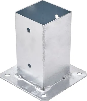 Produktbild von TRIBECCO® Aufschraubhülse für Vierkantholzpfosten Feuerverzinkt (80 x 80 mm) Pfosten Bodenhülse Zaunträger Hülse Bodenplatte Pfostenträger Anker