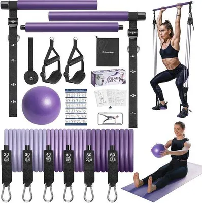 Produktbild von Pilates-Bar-Set mit Widerstandsbändern für ein Ganzkörpertraining