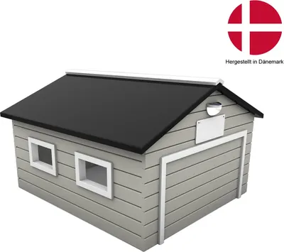 Produktbild von Echtholz Garage Skandic mit automatischen Tor und Solarbeleuchtung