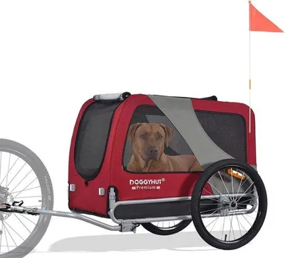 Produktbild von Famanu Hundeanhänger XL für große Hunde bis 45 kg - Fahrradanhänger für Hunde (rot/schwarz)