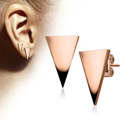 Produktbild von Dreieck Ohrstecker: Triangel Ohrringe aus Edelstahl Roségold 7 x 11 mm