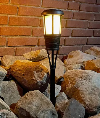 Produktbild von Solar Fackel mit Flammeneffekt Schwarz LED Lichtsensor Gartenfackel 61cm