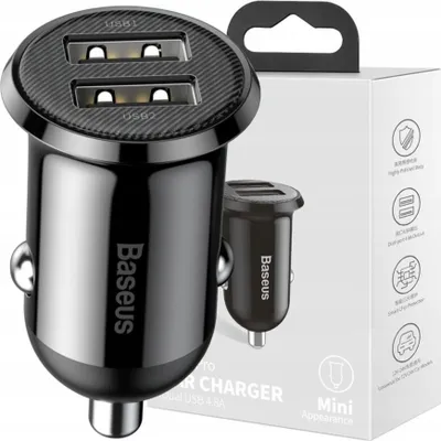 Obrázok produktu pre Baseus Grain Pro nabíjačka do auta 2x Usb 4,8 A čierna