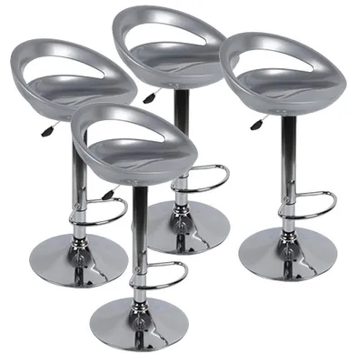 Imagen del producto de Juego de 4 taburetes de bar, con altura ajustable, asiento de plástico y estructura de cromo