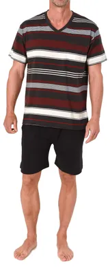 Produktbild von Normann Herren Schlafanzug Shorty kurzarm Pyjama mit V-Hals – auch in Übergröße ; rot , 48