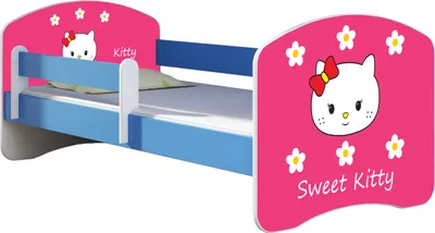 Immagine prodotto di ACMA letto per ragazzi letto per bambini completo di rete a doghe e protezione anticaduta Blu 16 Sweet Kitty 2 180x80