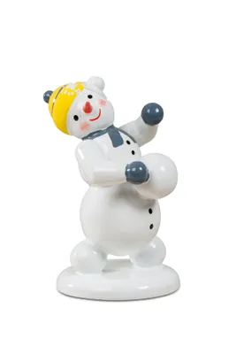 Produktbild von Holzfigur Schneemann mit Schneebällen Höhe 6,5cm NEU