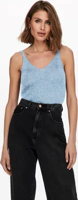 Produktbild von Geripptes Crop Top Kurzes Bauchfreies V-Ausschnitt Oberteil ONLLINA | XL