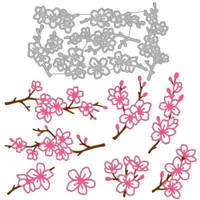 Kirscheblüten-Stanzschablone, 192x107 mm, Kohlenstoffstahl