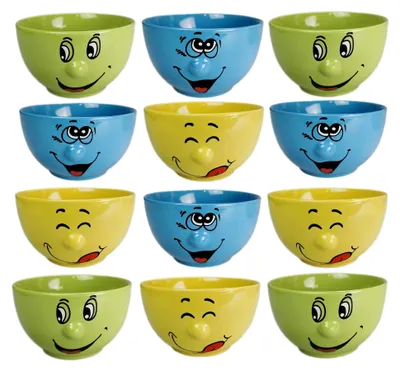 Produktbild von 12 Stück Müslischalen Zwinkerli aus Porzellan, 500 ml, 13x7,5 cm