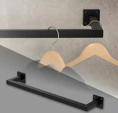 Obrázok produktu pre Obdĺžnikový vešiak na stenu ML-Design, 12x60 cm, čierny, z ocele, vešiak v tvare U, vrátane montážneho materiálu