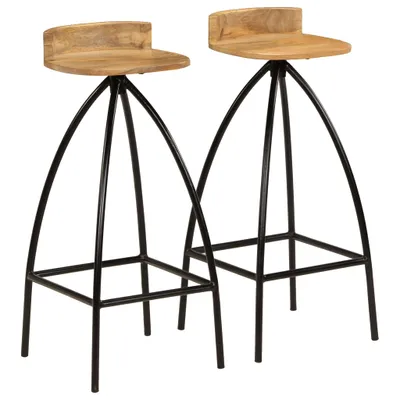 Productafbeelding van Set van 2 barkrukken van mangohout, afmetingen 40 x 82 x 40 cm