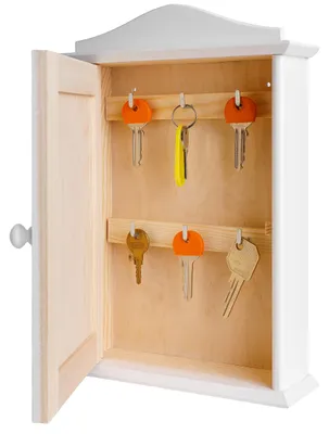Productafbeelding van Creative Deco Houten Sleutelkast Wanddoos Wit, 20 x 6 x 29,5 cm