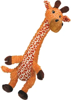 A plush giraffe toy is shown against a white background.
