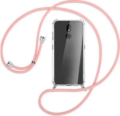 Produktbild von Handykette Backcover-Schutzhülle mit Band (Metall silberfarben) für Nokia 3.2 32GB - rosa