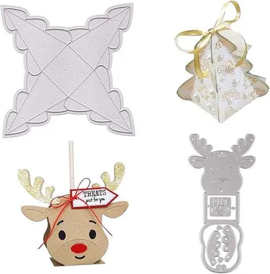 Productafbeelding van Stanssjablonen Set voor Scrapbooking en DIY Projecten - 2 Stuks Kerst Tematiek