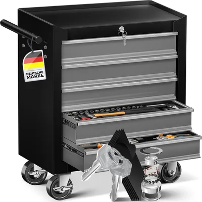 Produktbild von MASKO® Werkstattwagen 5 Schubladen, abschließbar, massives Metall, ohne Werkzeug