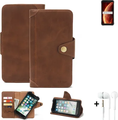 Produktbild von K-S-Trade Handyhülle Schutzhülle kompatibel mit Blackview BV4900  Walletcase Bookstyle Schutz Case Hülle Wallet Flipcase Cover PolyurethanBraun inkl.