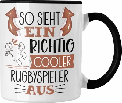 Produktbild von Trendation - Rugbyspieler Tasse Geschenk So Sieht Ein Richtig Cooler Rugbyspieler Aus Geschenkidee Spruch Lustig Becher (Schwarz)