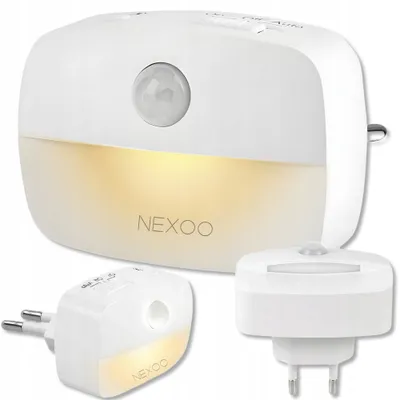 Zdjęcie produktu dla Lampka Nocna Led Czujnik Ruchu Gniazdo Zmierzchowe 3 Tryby Do Kontaktu Nexoo