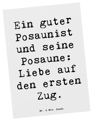 Produktbild von Mr. & Mrs. Panda Postkarte Spruch Posaune Liebe - Weiß - Geschenk, Musikerwitz, Instrument, Musikinstrument, Musik, Lernen, Musiker, Postkarten, Ansichtskarten, Grußkarte