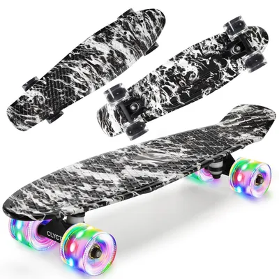 Obrázek produktu pro Mini skateboard pro děti, velikost 22 palců, s barevnými, blikajícími kolečky a ložisky ABEC-11